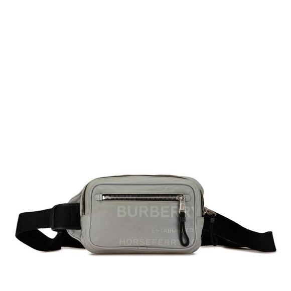 BURBERRY Gray Leather Hobo Bag - Picture 1 of 10
